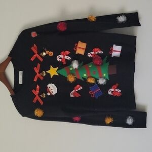 Planet Gold The Ugly Sweater Embellished and Embroidered Christmas Sweater Sz S